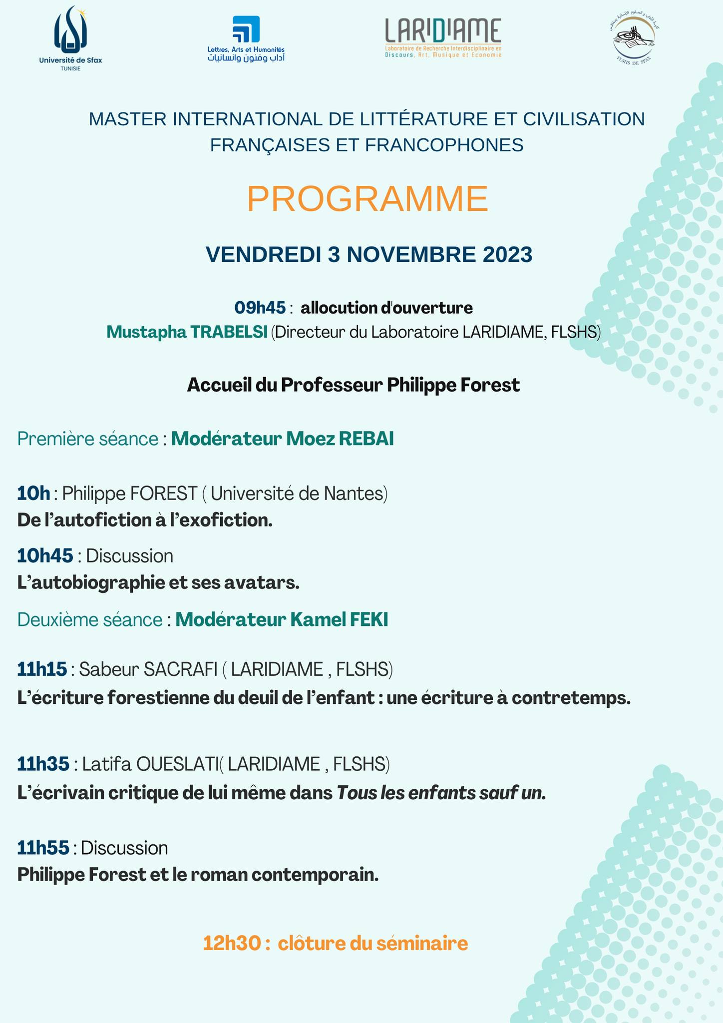 Programme séminaire Philippe Forest